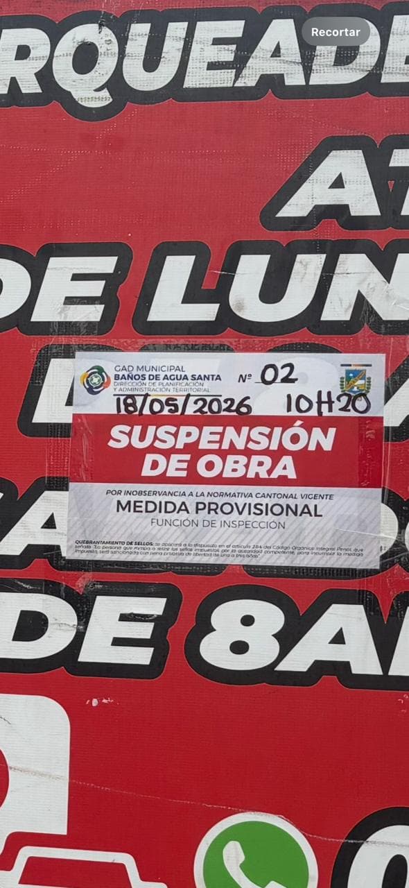Notificación de suspensión en sitio.
